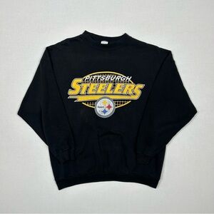 Vintage 1990s Logo 7 Pittsburgh Steelers Black Crewneck